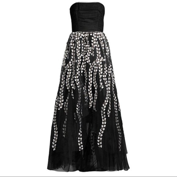 NWT BCBG Floral Embroidered Tulle Gown - Picture 10 of 14